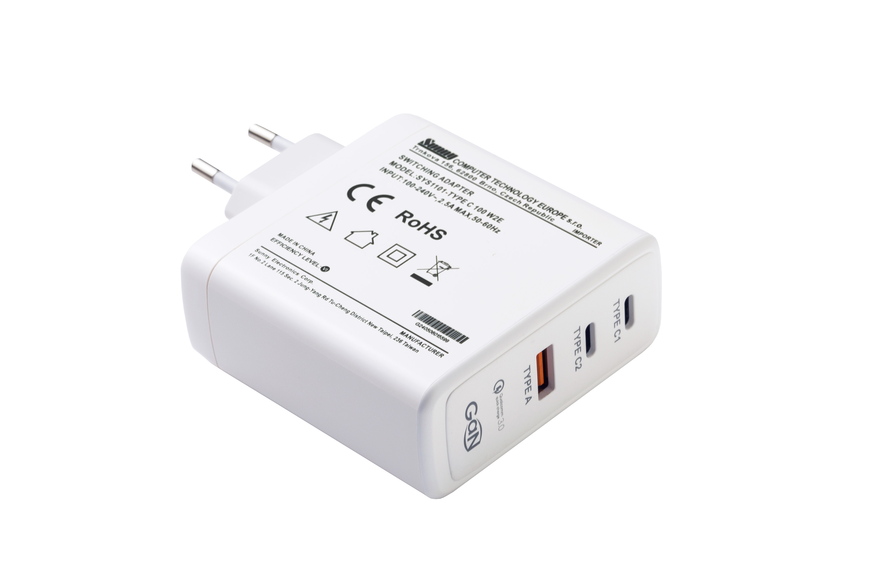 SYS1101-TYPE C 100 W2E 1A+2C apple white GaN | SUNNY Computer ...
