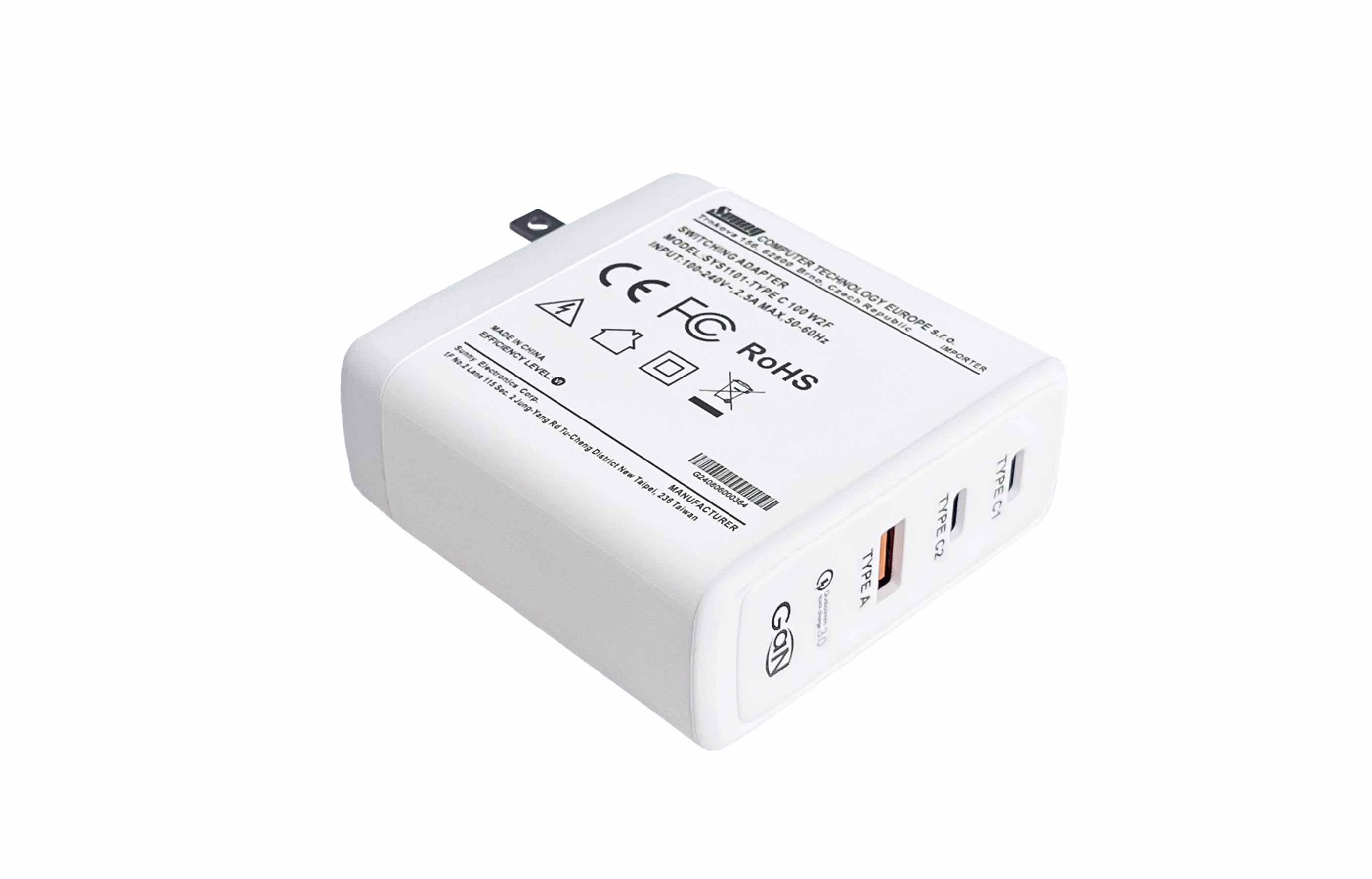 SYS1101-TYPE C 100 W2F 1A+2C apple white GaN | SUNNY Computer ...